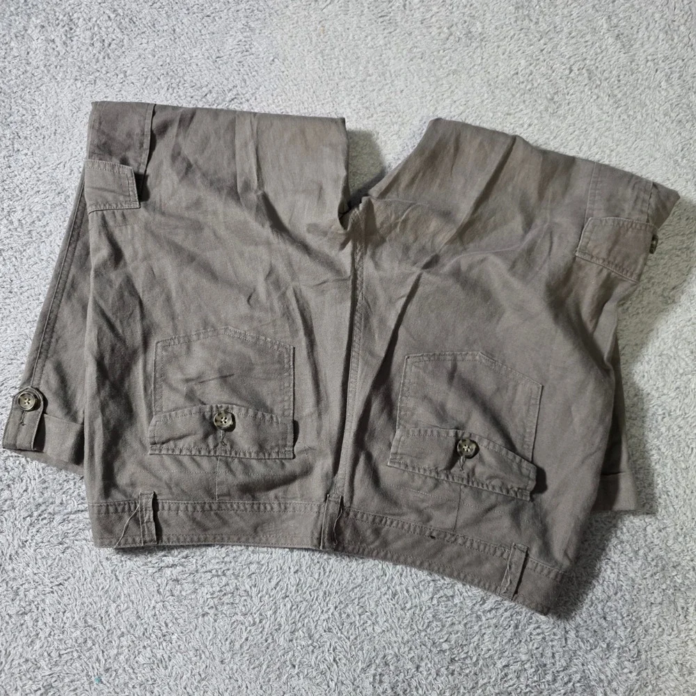 Banana Republic Womens 10 Cargo Pants Olive Green Linen Cotton Martin Fit Crop
